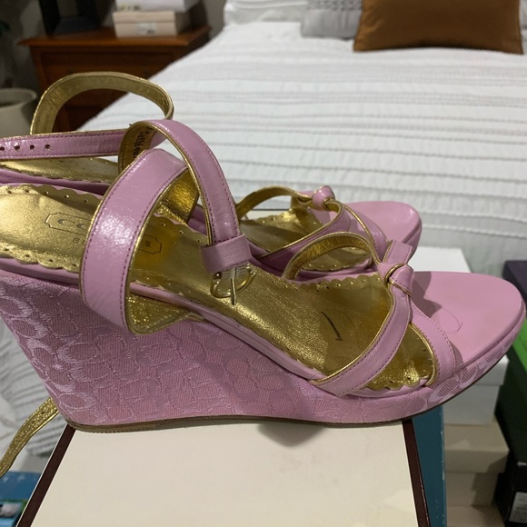 Coach Pink Wedge Sandals - Picture 3 of 4
